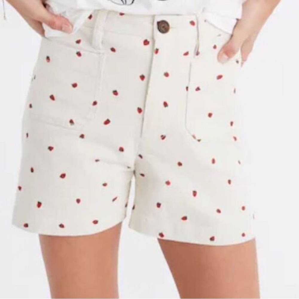 Madewell Strawberry Embroidered Shorts
